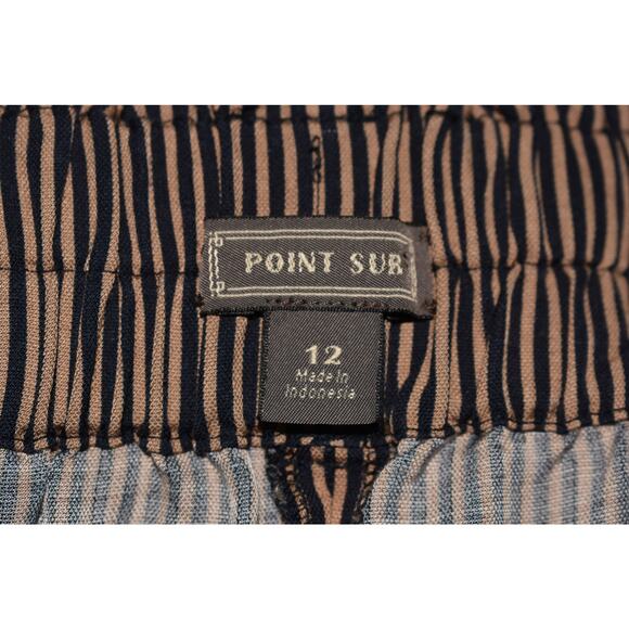 POINT SUR $128 Wide Leg Cropped High Waist Belted Paperbag Pant Striped‎ Size 12 - Picture 3 of 3